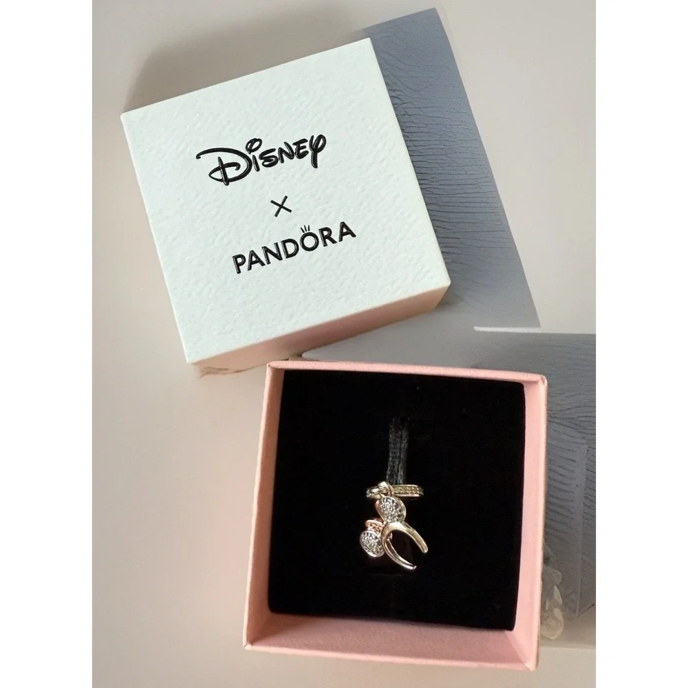 Disney Parks Pandora Charm Minnie Mouse Ear Headband Pink Crystal Polka Dot NEW